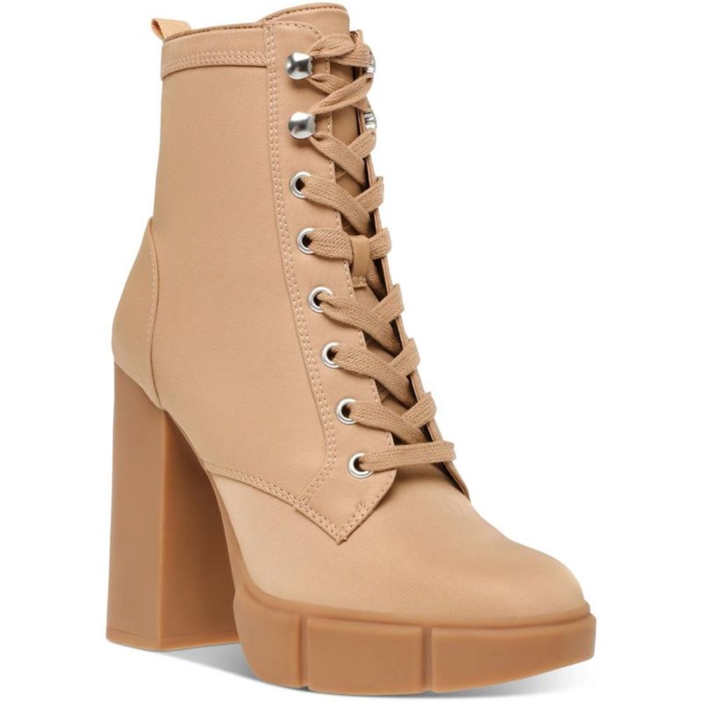 Steve Madden Womens Hani Tan Ankle Booties Combat & Lace-up Boots Shoes